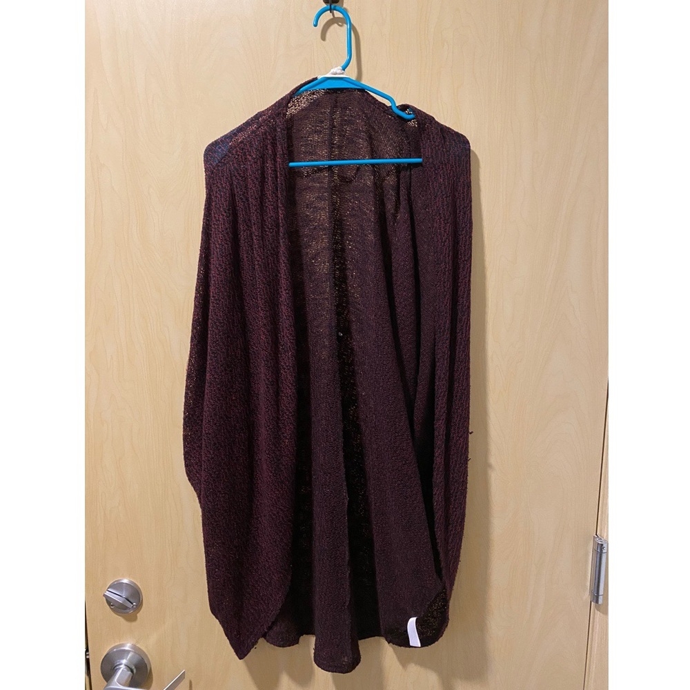 Red and black drapey shirt sleeve cardigan